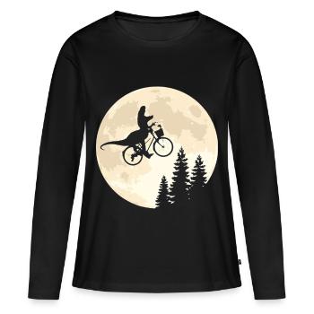 Dino Bicycle Moon Vintage - T-shirt manches longues Premium bio Femme - noir - Devant - Julia (174cm)