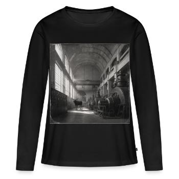 Lost Place Moose Art noir & blanc Crime animalier - T-shirt manches longues Premium bio Femme - noir - Devant - Julia (174cm)