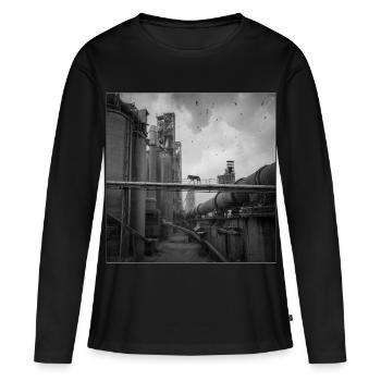 Wolf Lost Place Art en noir et blanc Crime animalier - T-shirt manches longues Premium bio Femme - noir - Devant - Julia (174cm)