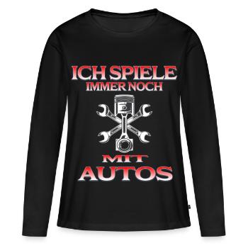 Auto Shirt – Ich spiele immer noch mit Autos - Frauen Premium Bio Langarmshirt - Schwarz - Vorne - Julia (174cm)