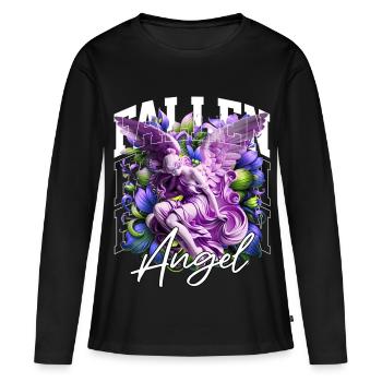 Fallen Angel: Purple Floral Statue - Women's Premium Organic Long Sleeve Shirt - black - Front - Julia (174cm)