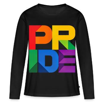 Lettrage arc-en-ciel Pride Modern Block Design - T-shirt manches longues Premium bio Femme - noir - Devant - Julia (174cm)