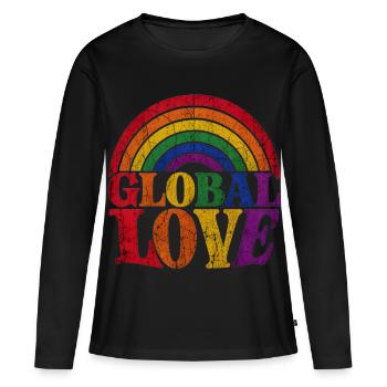 T-shirt Global Love Rainbow Rainbow Pride Proud Saying - T-shirt manches longues Premium bio Femme - noir - Devant - Julia (174cm)