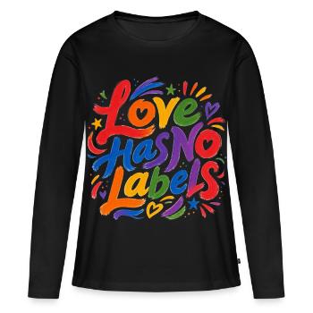 Love Has No Labels für Pride Fans Tshirt Aufkleber - Frauen Premium Bio Langarmshirt - Schwarz - Vorne - Julia (174cm)