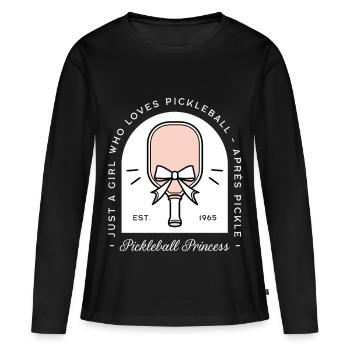 Pickleball-Prinzessin-Mädchen - Frauen Premium Bio Langarmshirt - Schwarz - Vorne - Julia (174cm)