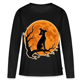 Greyhound Full Moon T-Shirt Halloween Vintage - T-shirt manches longues Premium bio Femme - noir - Devant - Julia (174cm)