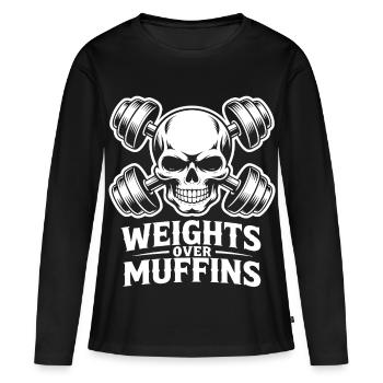 Poids sur le crâne du muffins - T-shirt manches longues Premium bio Femme - noir - Devant - Julia (174cm)