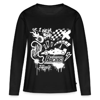 Never Stop Racing - T-shirt manches longues Premium bio Femme - noir - Devant - Julia (174cm)