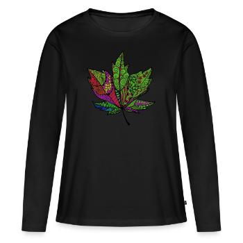 colorful leaf - Women's Premium Organic Long Sleeve Shirt - black - Front - Julia (174cm)