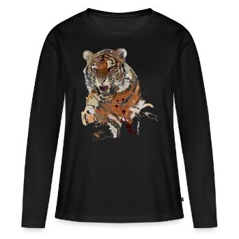tigre - T-shirt manches longues Premium bio Femme - noir - Devant - Julia (174cm)