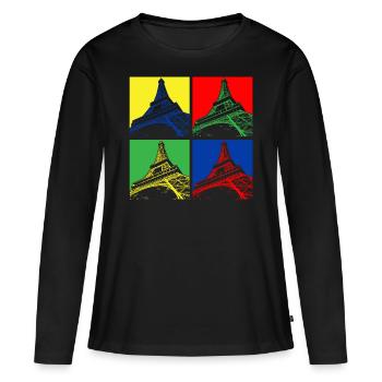 Eifelturm - Frauen Premium Bio Langarmshirt - Schwarz - Vorne - Julia (174cm)