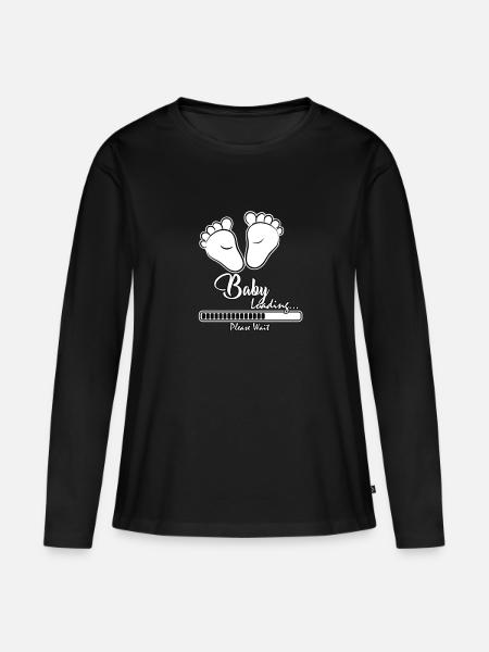 Baby loading please wait Geschenkidee - Frauen Premium Bio Langarmshirt - Schwarz