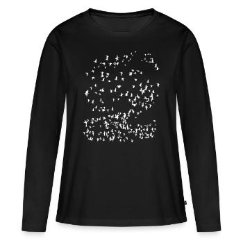 Design minimaliste de migration des oiseaux - T-shirt manches longues Premium bio Femme - noir - Devant - Julia (174cm)