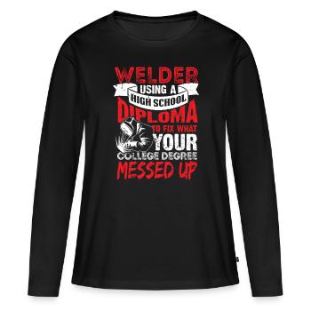 Welding Welding Welding Welding Diploma - Women's Premium Organic Long Sleeve Shirt - black - Front - Julia (174cm)