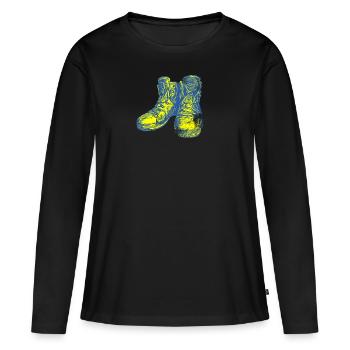 Hiking boots Pilgrims Hiking - Women's Premium Organic Long Sleeve Shirt - black - Front - Julia (174cm)