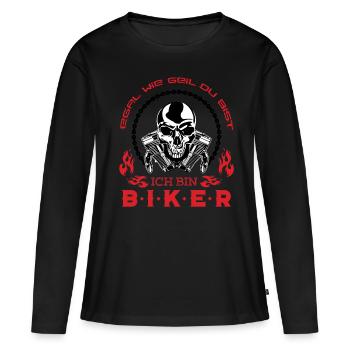 Dicton motocycliste - T-shirt manches longues Premium bio Femme - noir - Devant - Julia (174cm)