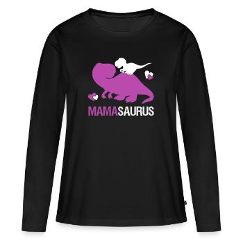 Mamasaurus for Mum and Kids | gift - Women's Premium Organic Long Sleeve Shirt - black - Front - Julia (174cm)