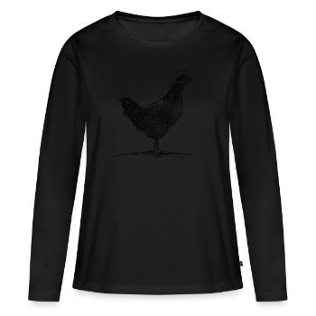 Lustiges Huhn im Stroh Hühner Geschenk - Frauen Premium Bio Langarmshirt - Schwarz - Vorne - Julia (174cm)