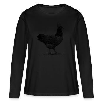 Drôle de poulets d’avant-garde illustration casquette - T-shirt manches longues Premium bio Femme - noir - Devant - Julia (174cm)