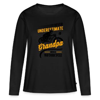 Grand-père avec une moto disant T-shirt - T-shirt manches longues Premium bio Femme - noir - Devant - Julia (174cm)