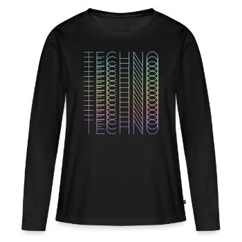 techno techno techno - Frauen Premium Bio Langarmshirt - Schwarz - Vorne - Julia (174cm)