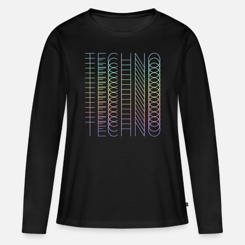 techno techno techno - Frauen Premium Bio Langarmshirt - Schwarz
