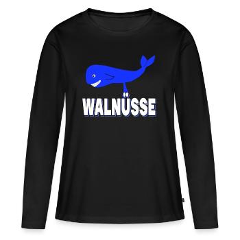Walnüsse - Lustig Hoden Nüsse Wal Nuß Eier - Frauen Premium Bio Langarmshirt - Schwarz - Vorne - Julia (174cm)