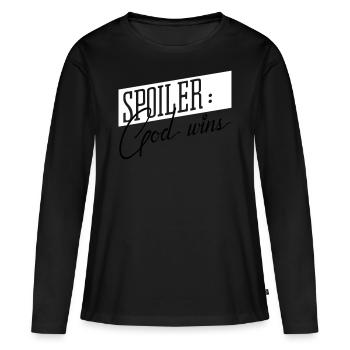 God wins - Women's Premium Organic Long Sleeve Shirt - black - Front - Julia (174cm)