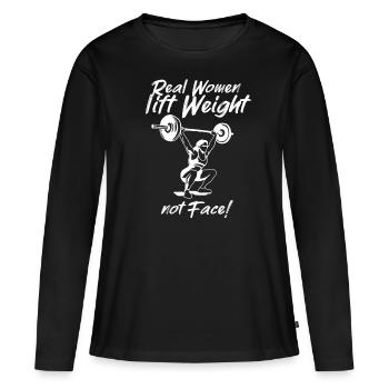 Gewichtheben Bosdybuilding Frauen Spruch - Frauen Premium Bio Langarmshirt - Schwarz - Vorne - Julia (174cm)