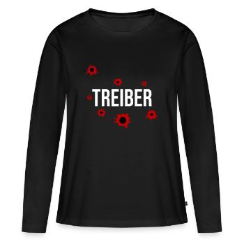 Drôle de pilote Tshirt avec des trous de balle - T-shirt manches longues Premium bio Femme - noir - Devant - Julia (174cm)