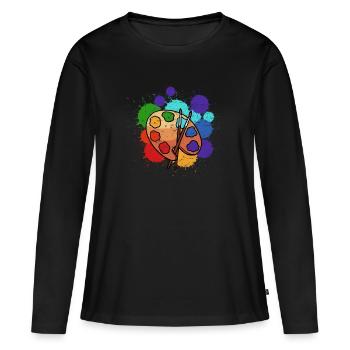 La palette de l'artiste-peintre - T-shirt manches longues Premium bio Femme - noir - Devant - Julia (174cm)