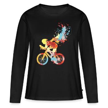 Road bike cycling - Women's Premium Organic Long Sleeve Shirt - black - Front - Julia (174cm)