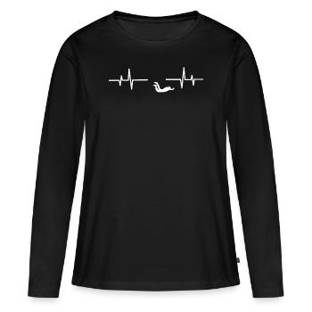 Parachuting Skydiving Base Jump - T-shirt manches longues Premium bio Femme - noir - Devant - Julia (174cm)