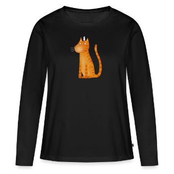 ginger cat and mouse - Women's Premium Organic Long Sleeve Shirt - black - Front - Julia (174cm)