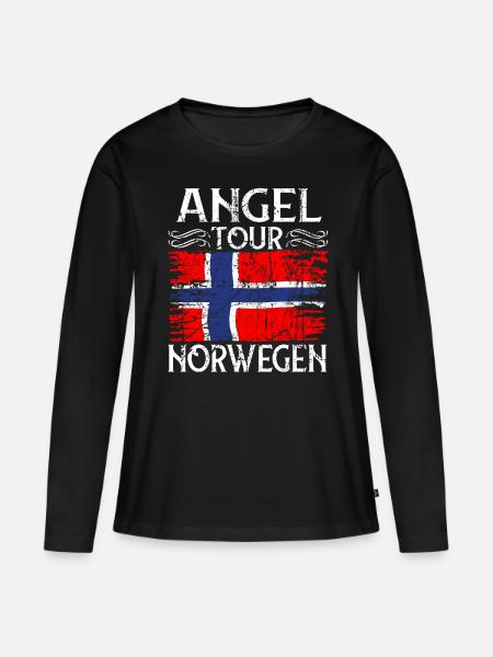 Angel Tour Norwegen Angler Fischen - Frauen Premium Bio Langarmshirt - Schwarz