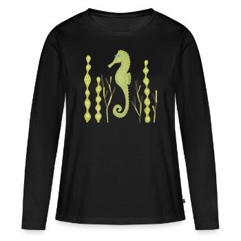 hippocampe - T-shirt manches longues Premium bio Femme - noir - Devant - Julia (174cm)
