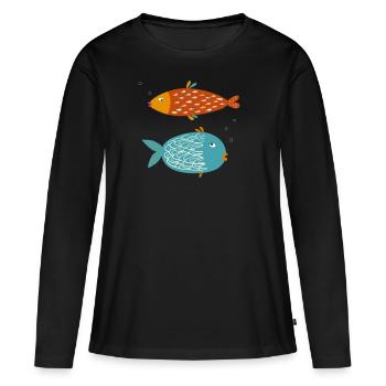 Poisson sarcastique - T-shirt manches longues Premium bio Femme - noir - Devant - Julia (174cm)