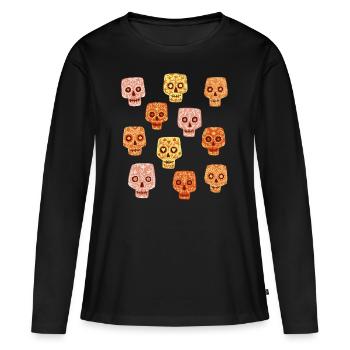 Crânes en sucre - T-shirt manches longues Premium bio Femme - noir - Devant - Julia (174cm)