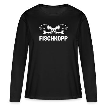 Fischkopf - Frauen Premium Bio Langarmshirt - Schwarz - Vorne - Julia (174cm)