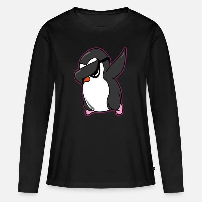 Pinguin Dab Dabbing Pinguin - Frauen Premium Bio Langarmshirt - Schwarz