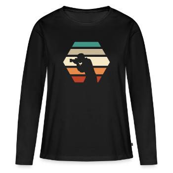 Fotograf Fotograf Fotograf - Frauen Premium Bio Langarmshirt - Schwarz - Vorne - Julia (174cm)