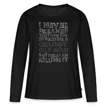 Vieillard grincheux - T-shirt manches longues Premium bio Femme - noir - Devant - Julia (174cm)