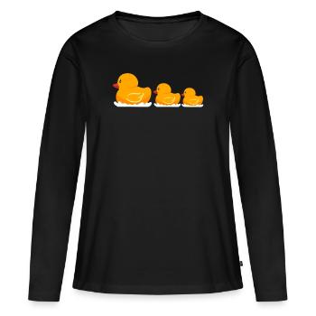 Enten Gummi-Ente - Frauen Premium Bio Langarmshirt - Schwarz - Vorne - Julia (174cm)