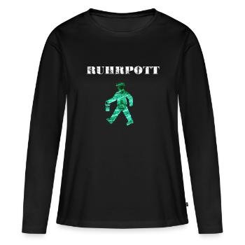 Lustiges Ruhrpott Bergmann Ampelmännchen - Frauen Premium Bio Langarmshirt - Schwarz - Vorne - Julia (174cm)