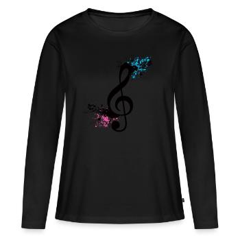 Amateur de musique de clé de sol - T-shirt manches longues Premium bio Femme - noir - Devant - Julia (174cm)