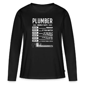 plomberie - T-shirt manches longues Premium bio Femme - noir - Devant - Julia (174cm)