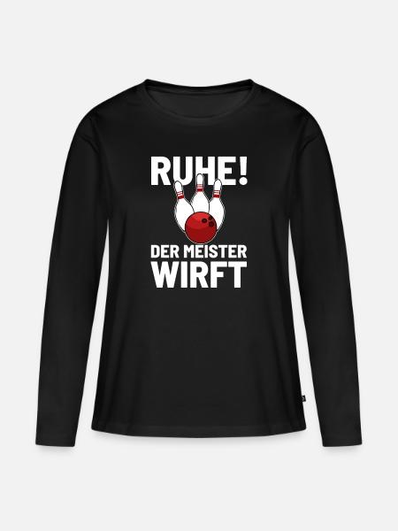 Bowling-Kegelmeister - Frauen Premium Bio Langarmshirt - Schwarz
