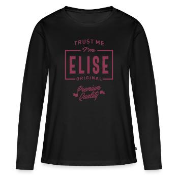 Elise nom personnalisé cadeau d'anniversaire - T-shirt manches longues Premium bio Femme - noir - Devant - Julia (174cm)