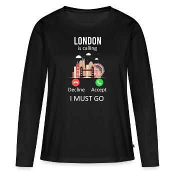 Londres - T-shirt manches longues Premium bio Femme - noir - Devant - Julia (174cm)