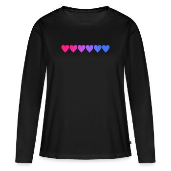 Coeurs bisexuels - CSD LGBT bisexuels - T-shirt manches longues Premium bio Femme - noir - Devant - Julia (174cm)